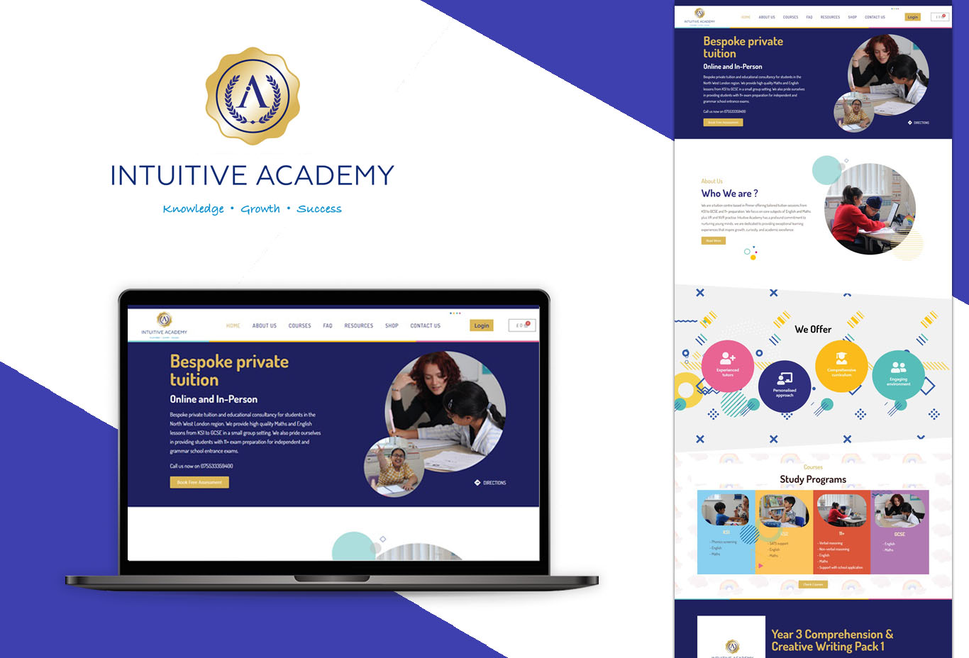 intuitiveacademy.co.uk -tuition centre in Pinner - website mockup
